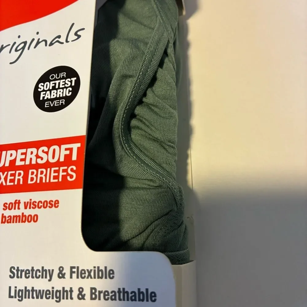 Hanes 2 pack Men's Supersoft Boxer Briefs gray green size Small bamboo New